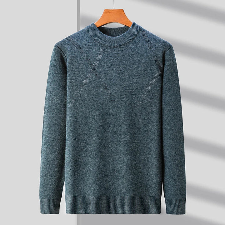 Men's mock neck sweater with long sleeves and ribbed trims
