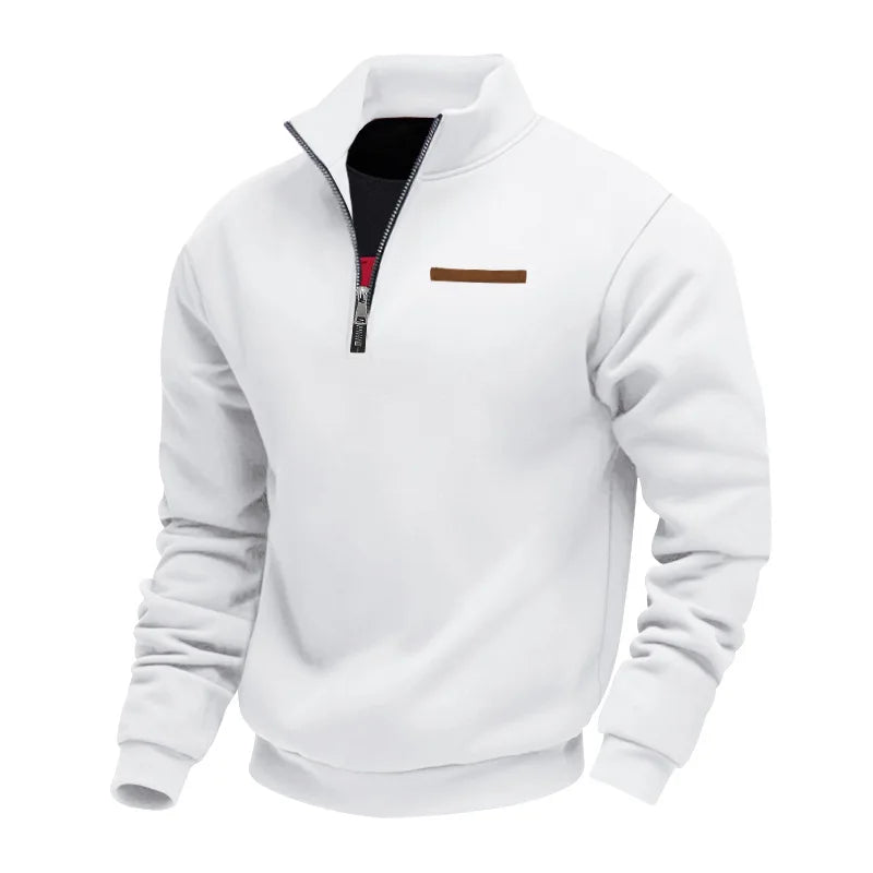 Men's quarter-zip fleece sweatshirt with mock neck and long sleeves