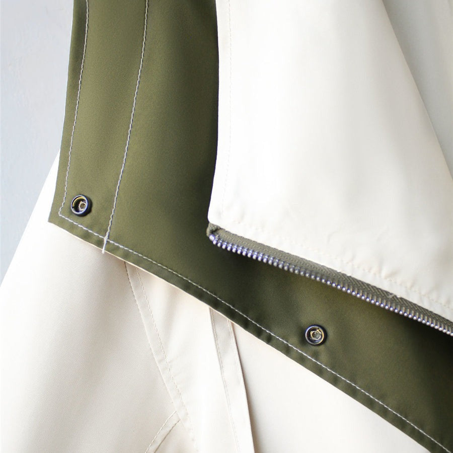 Women's reversible colour block jacket with long sleeves, open collar and zip front