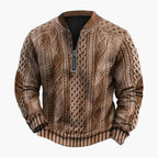 Men's textured quarter-zip sweater with stand collar