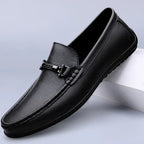 Slip-on loafers with square toes and metal bit detail