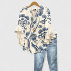 Women's floral print short sleeve blouse