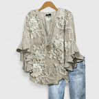 Women's floral print short sleeve blouse