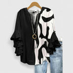 Women's floral print short sleeve blouse