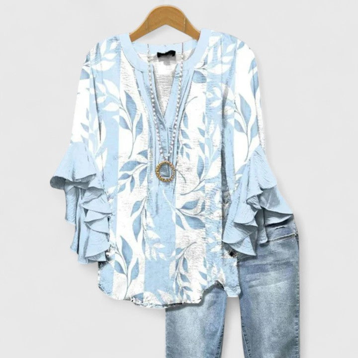 Women's floral print short sleeve blouse