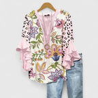 Women's floral print short sleeve blouse