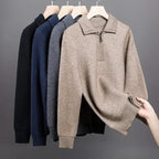 Men's plain quarter zip sweater with knitted collar and ribbed trims