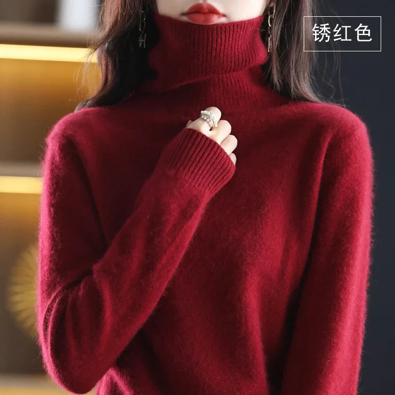 Women's long-sleeve ribbed turtleneck sweater