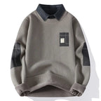 Multicolor geometric turtleneck knit sweater with long sleeves
