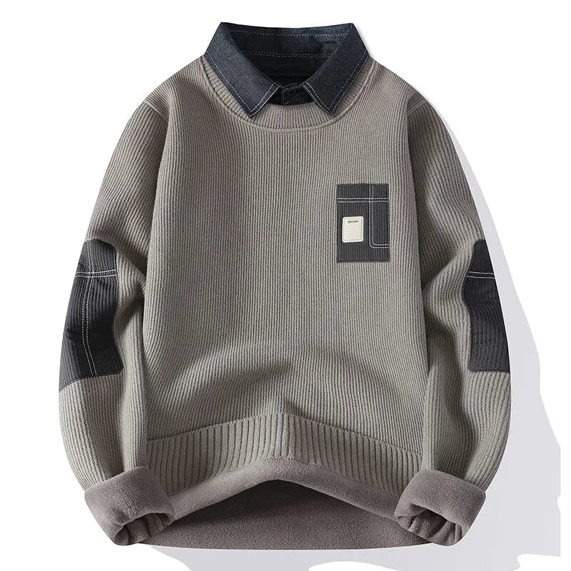 Multicolor geometric turtleneck knit sweater with long sleeves