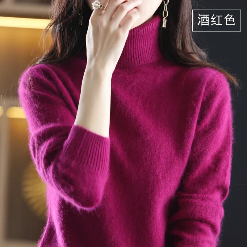 Women's long-sleeve ribbed turtleneck sweater