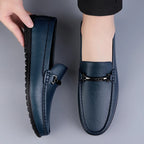 Slip-on loafers with square toes and metal bit detail