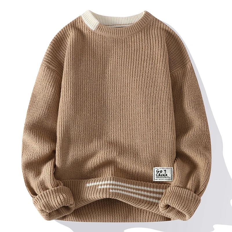 Women's textured crew neck sweater with long sleeves