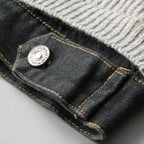 Men's ribbed button front jacket with shirt collar and patch pockets