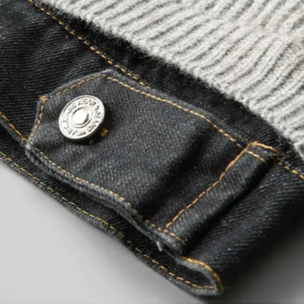 Men's ribbed button front jacket with shirt collar and patch pockets