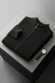 Men's long-sleeve zip-up cardigan with ribbed mock neck and trims