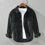 Men's long-sleeved corduroy shirt with button front and two chest pockets