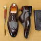 Men's brogue Oxford shoes with wingtip perforations and checked panels