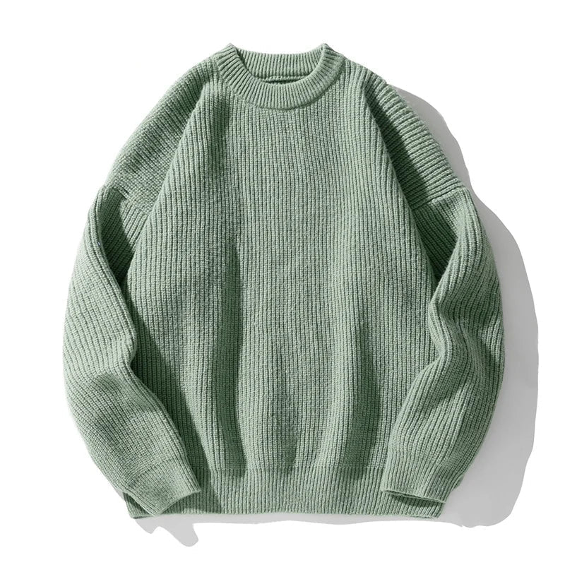 Unisex ribbed crew neck sweater with long sleeves
