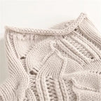 Women's textured cable knit turtleneck sweater with long sleeves