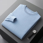 Plain crew neck sweater with long sleeves and ribbed trims
