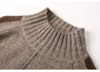 Women's ribbed turtleneck sweater dress with long sleeves and mini length
