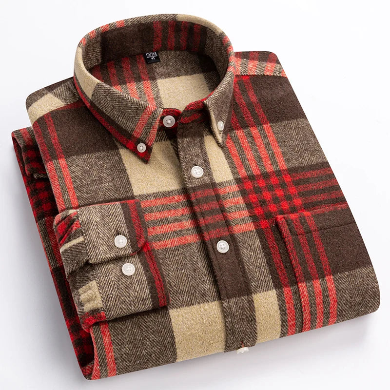Men's Button-Down Plaid Flannel Shirt