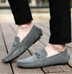 Men's slip-on loafers with metal bit, moc toe and lugged sole
