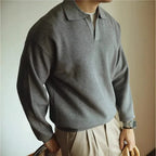 Men's collared long sleeve knit polo shirt