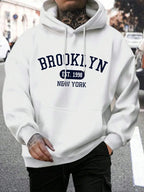 Men's long-sleeve graphic hoodie with drawstring hood and kangaroo pocket
