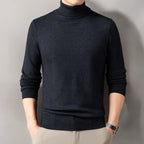 Ribbed turtleneck sweater with long sleeves and cuffed hem