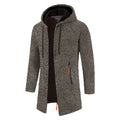 Men's long textured hooded jacket with full zip fastening and zipped pockets