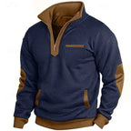Men's textured quarter-zip sweatshirt with mock neck and contrast panels