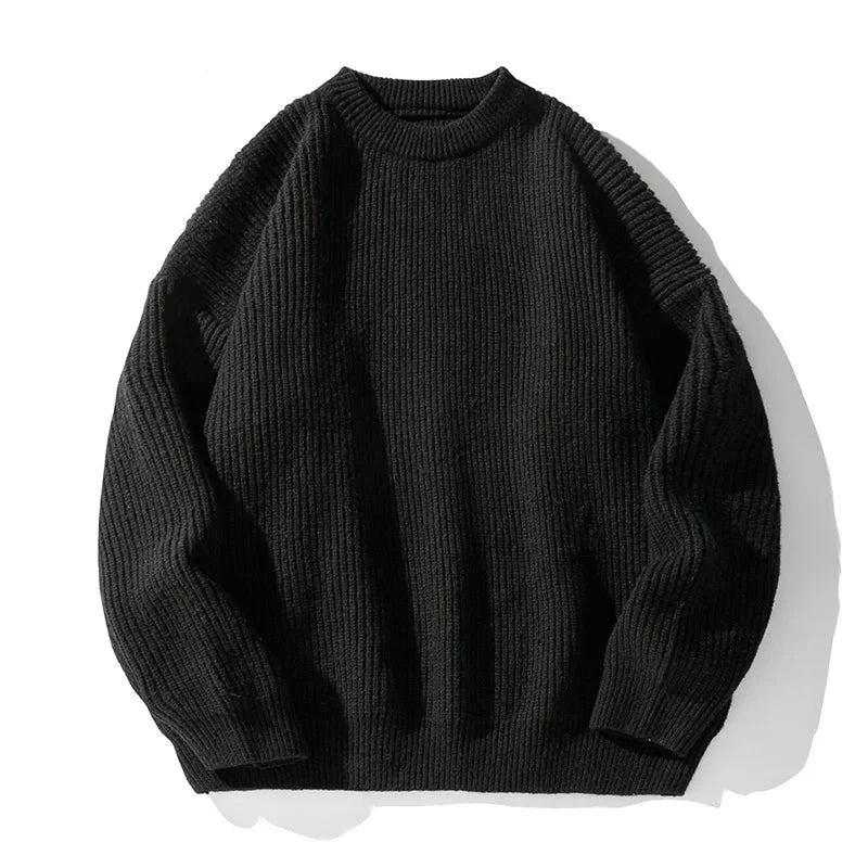 Unisex ribbed crew neck sweater with long sleeves