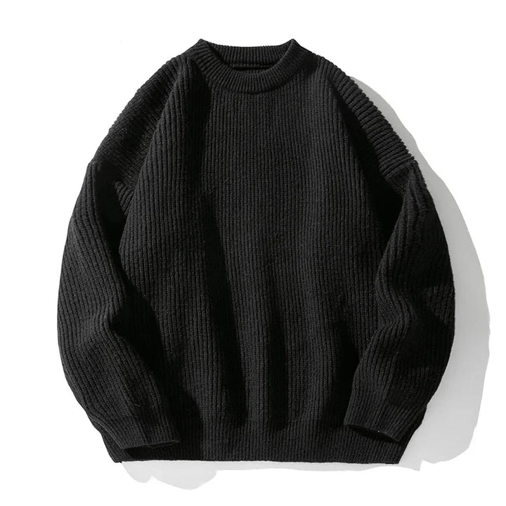 Unisex ribbed crew neck sweater with long sleeves
