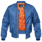 Men's quilted bomber jacket with zip front and side pockets