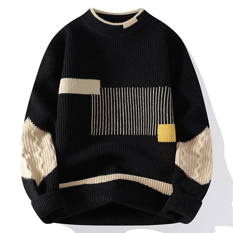 Cable knit crew neck sweater