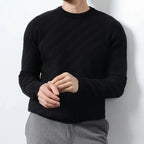 Men's textured crewneck sweatshirt with long sleeves and ribbed trims