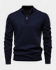 Men's long-sleeve quarter-zip jumper with ribbed mock neck and cuffs
