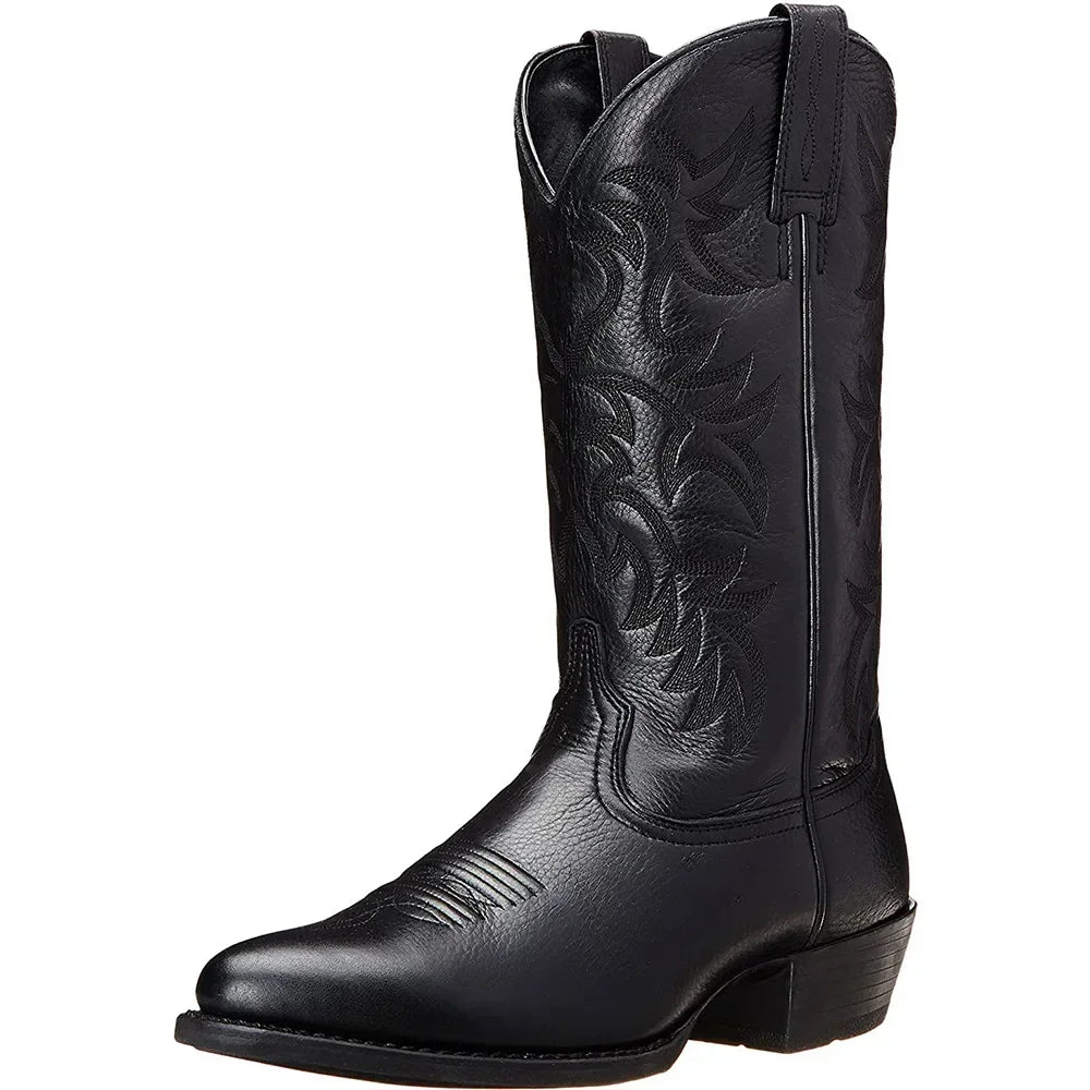 Women's blue embroidered ankle boots with side zipper and low heel