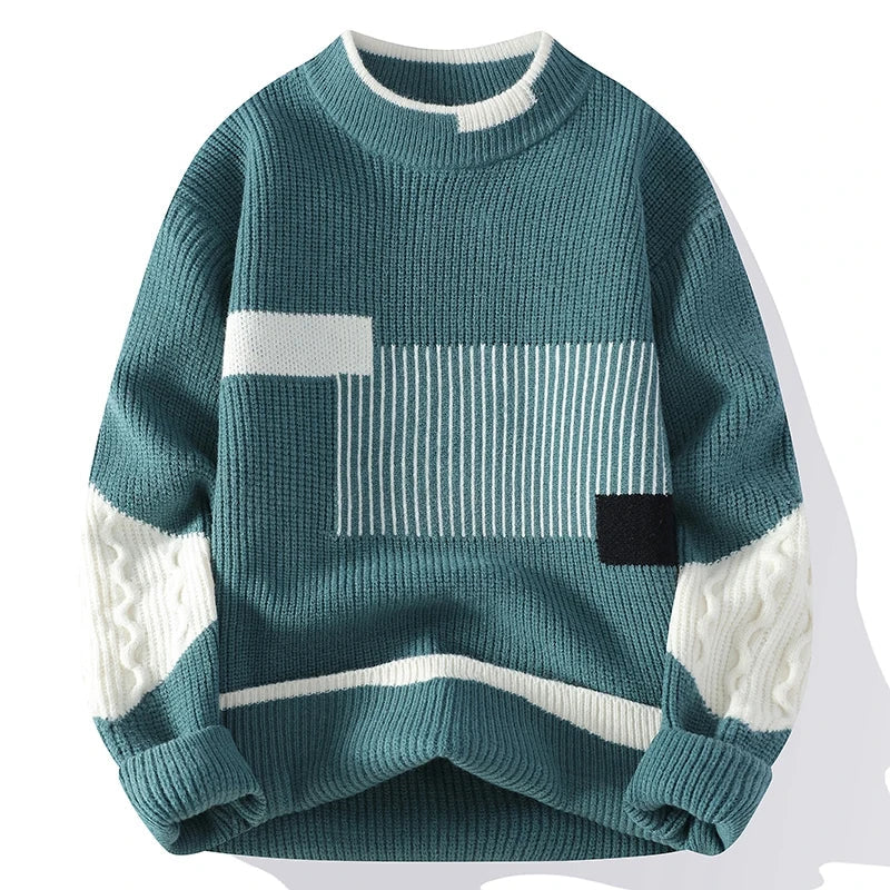 Cable knit crew neck sweater