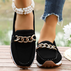 Women's loafers with chunky chain detail and moc toe