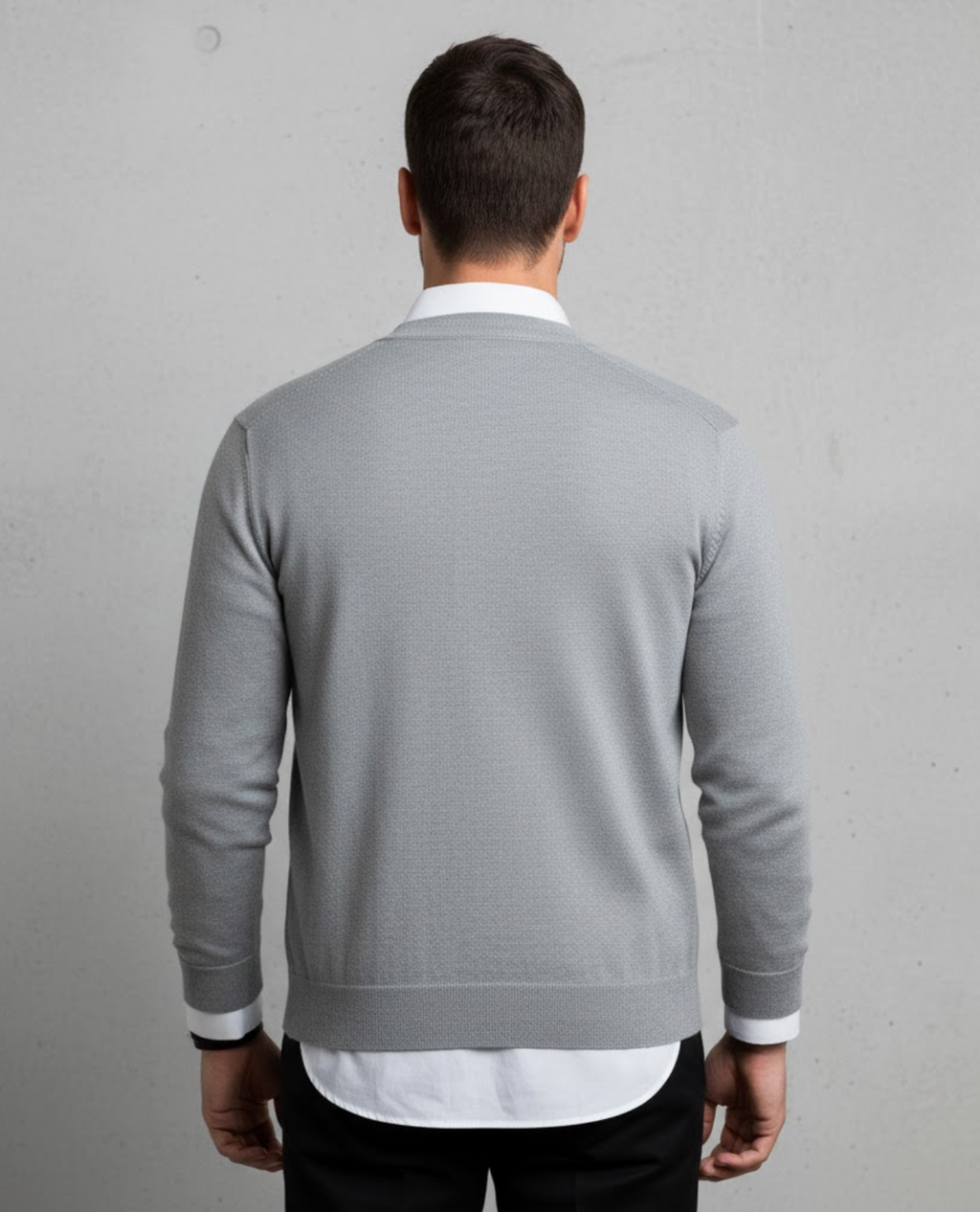 Men's V-neck cardigan with long sleeves and button front