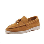 Women's pointed toe loafers with strap and flat sole