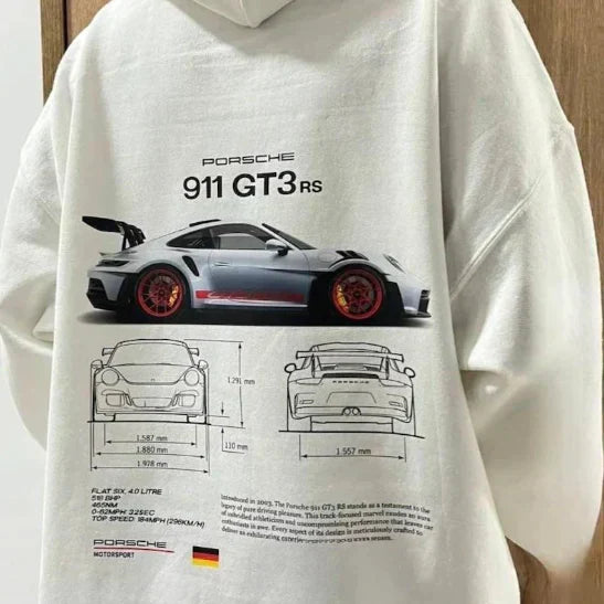 Unisex Porsche 911 graphic print hooded sweatshirt