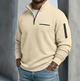 Men's textured quarter-zip jumper with mock neck and zipped pockets