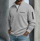 Men's textured quarter-zip jumper with mock neck and zipped pockets