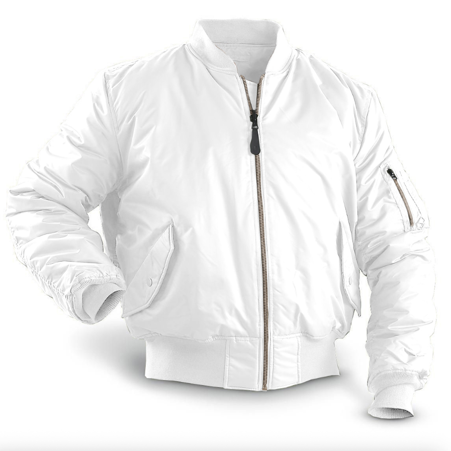 Men's quilted bomber jacket with zip front and side pockets
