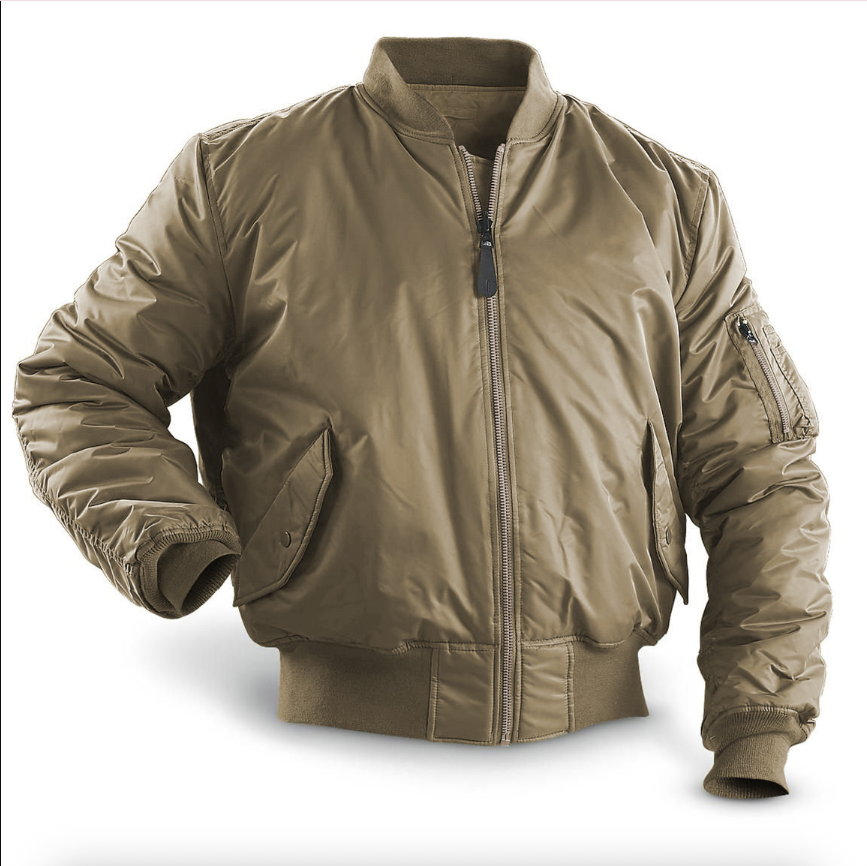 Men's quilted bomber jacket with zip front and side pockets