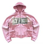 Graphic hooded zip sweatshirt with front pocket